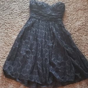 Jil Stuart black guiperre eyelet ruched bustier type fit flare gorgeous dress